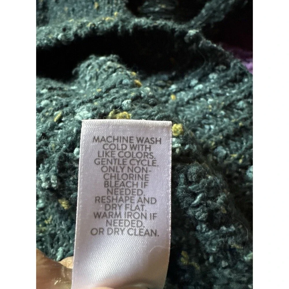 J Jill Women’s Turtleneck Sweater M Teal Green Tweed Speckled Cotton Blend - Picture 6 of 6